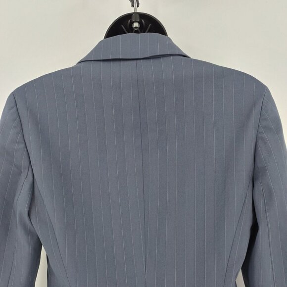 Theory Sz 4 Nettie Pinstripe Single Breasted Blazer Suite Jacket Blue Tortoise - Picture 8 of 15
